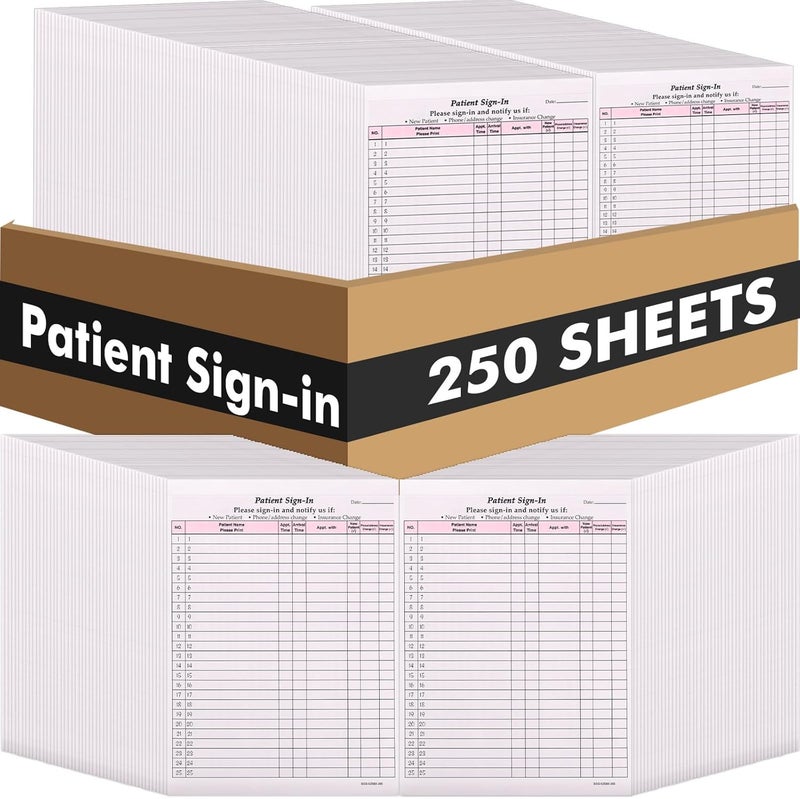 Resholder 250 Pack Patient Sign in Sheets Hipaa Compliant Patient Sign in Label Forms Peel Off Adhesive Labels Carbonless 3 Part Forms for Privacy in Doctor Medical Clinic Dental Office (Pink) - Image 1
